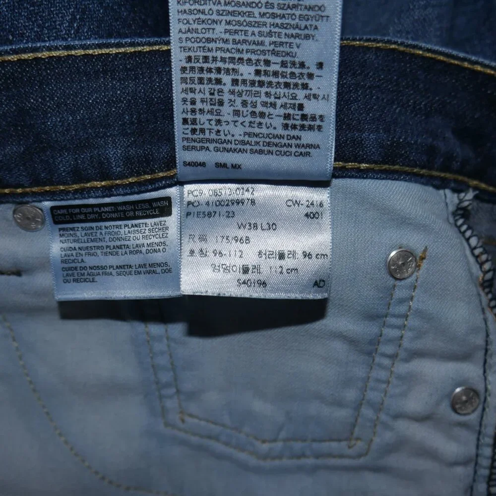 Levi's 513 Mens Size 38x30 Jeans Slim Straight Fit Dark Wash Slimming EUC